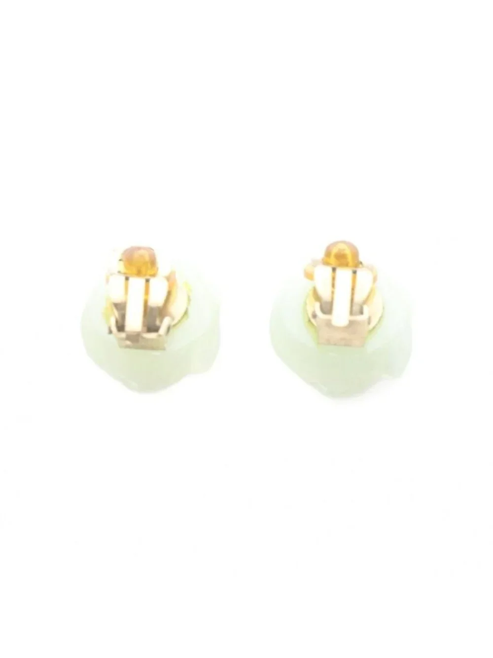 Chanel Camellia Earrings for Both Ears Yellow Green